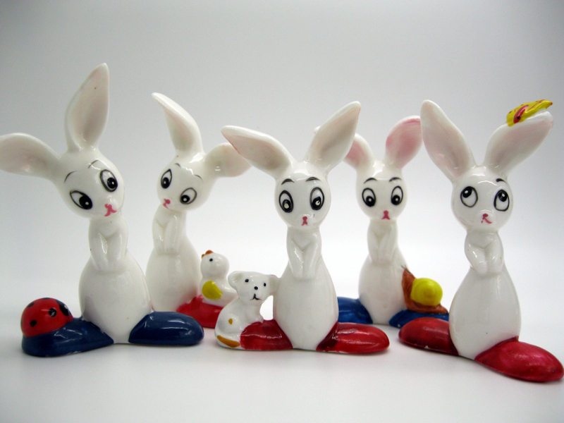 Coniglietti Bomboniere Ceramica Battesimo Bomboniera Conigli Porcellana Rabbitt Ebay
